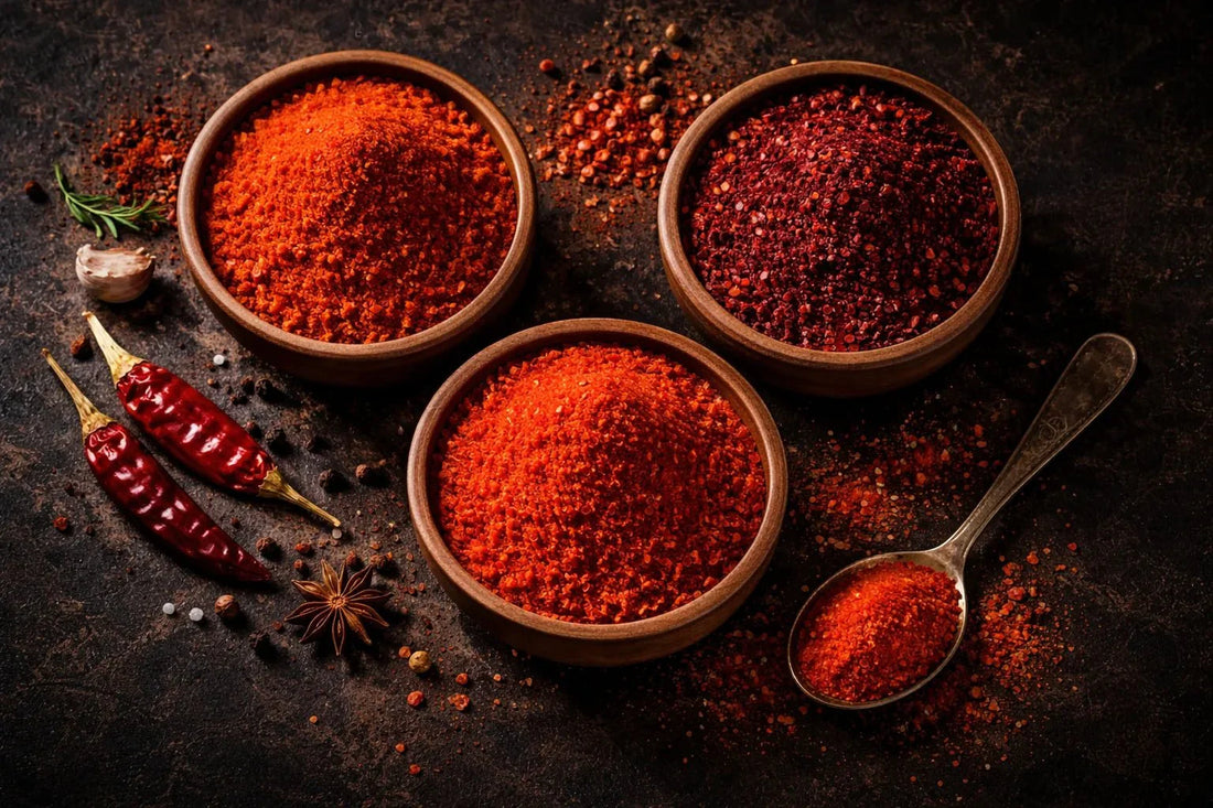 Teja vs Byadgi vs Kashmiri Chilli Powder - UNMIXED