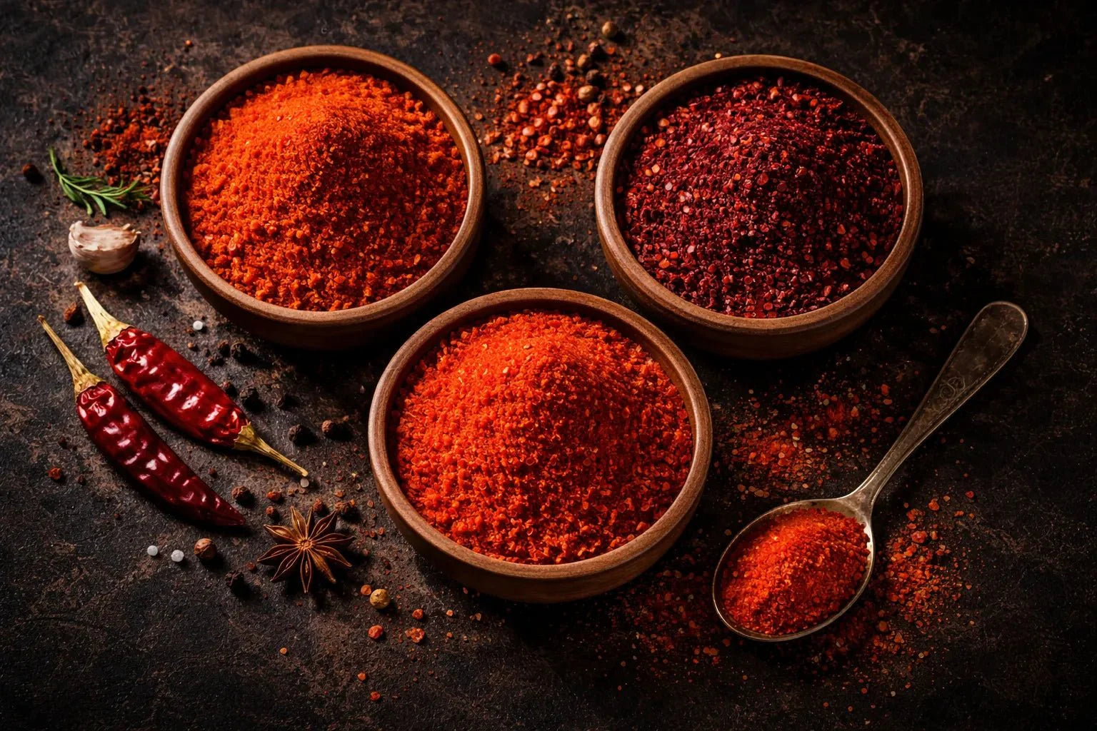 Teja vs Byadgi vs Kashmiri Chilli Powder - UNMIXED