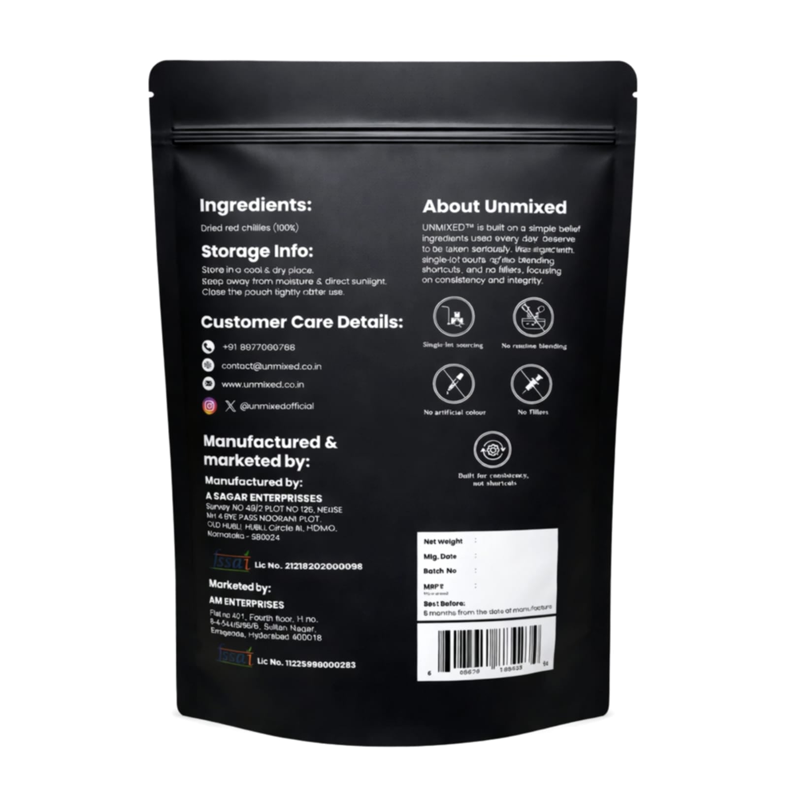 UNMIXED Teja Chilli Powder