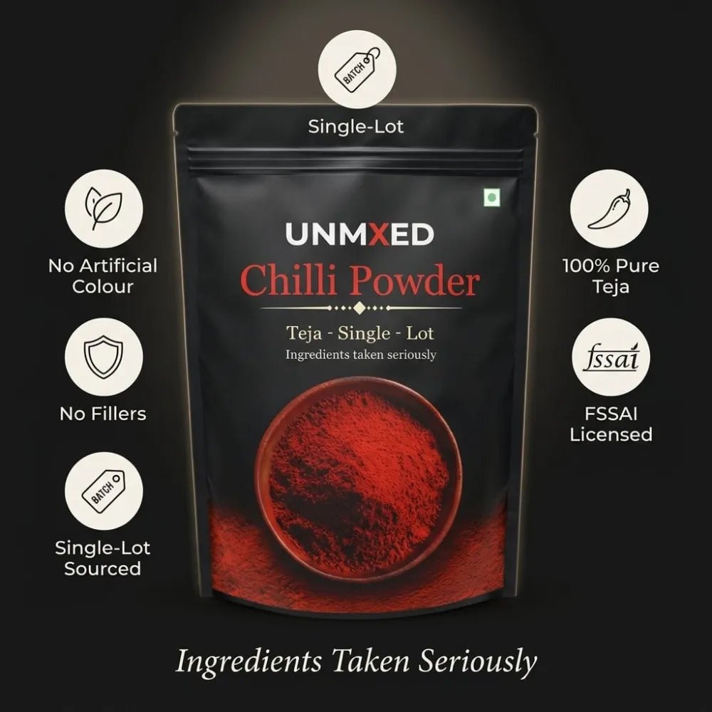 UNMIXED Teja Chilli Powder – High Heat Guntur Chilli | 100% Pure, No Artificial Color chilli powder - pure, no artificial colour - UNMIXED