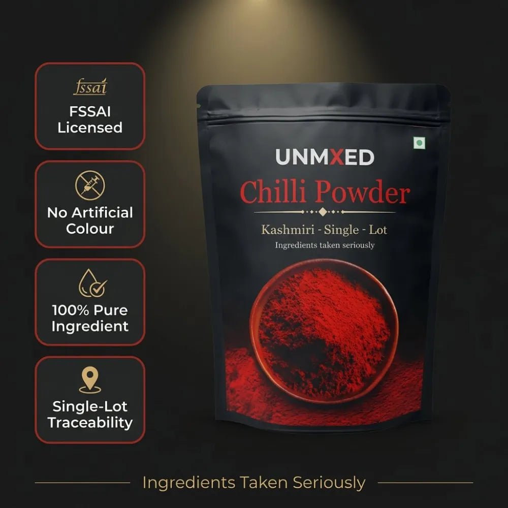 UNMIXED Kashmiri Chilli Powder – Rich Red Color, Mild Heat | No Added Dye chilli powder - pure, no artificial colour - UNMIXED
