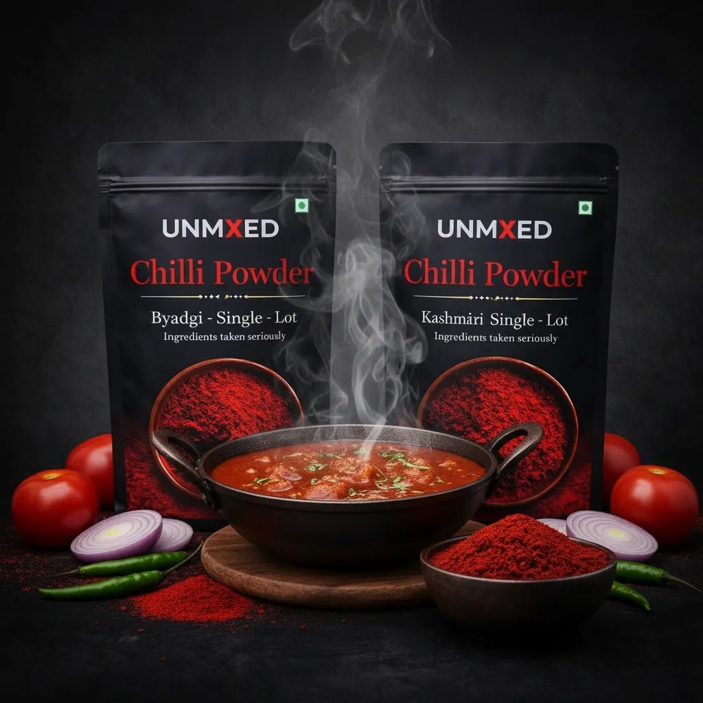 UNMIXED Chilli Powder Value Pack – Byadgi & Kashmiri | Family Combo (1kg + 500g) chilli powder - pure, no artificial colour - UNMIXED