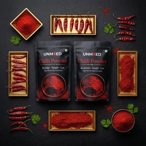 UNMIXED Chilli Powder Value Pack – Byadgi & Kashmiri | Family Combo (1kg + 500g) chilli powder - pure, no artificial colour - UNMIXED