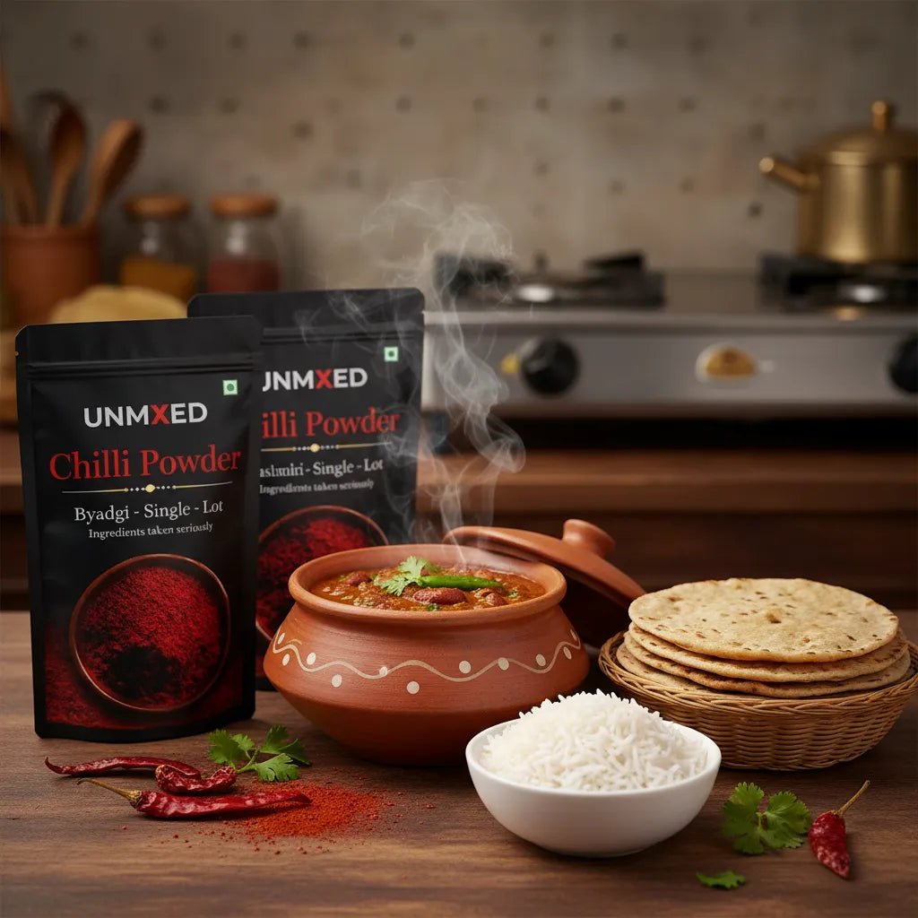 UNMIXED Chilli Powder Value Pack – Byadgi & Kashmiri | Family Combo (1kg + 500g) chilli powder - pure, no artificial colour - UNMIXED
