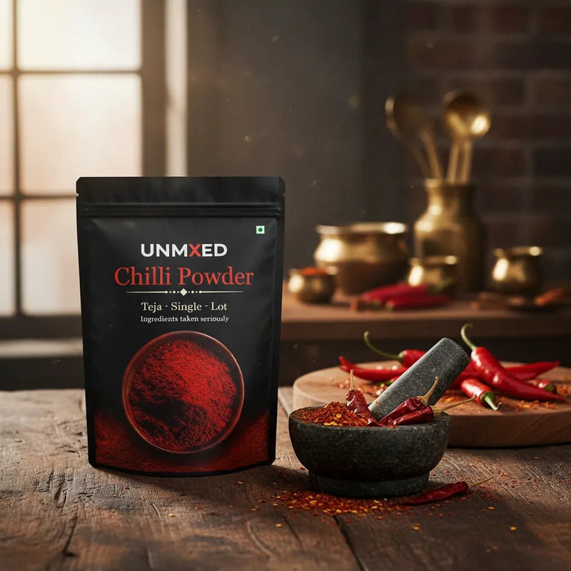 UNMIXED Teja Chilli Powder – High Heat Guntur Chilli | 100% Pure, No Artificial Color chilli powder - pure, no artificial colour - UNMIXED