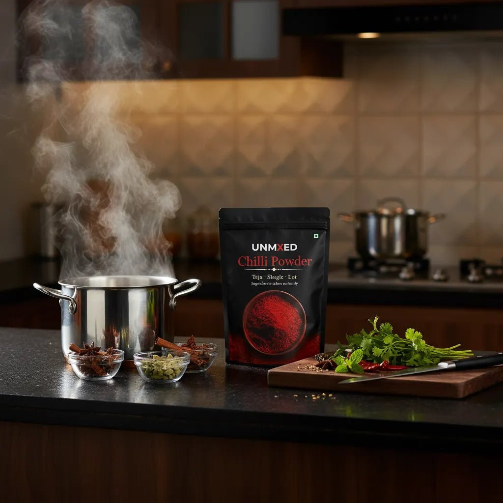 UNMIXED Teja Chilli Powder – High Heat Guntur Chilli | 100% Pure, No Artificial Color chilli powder - pure, no artificial colour - UNMIXED