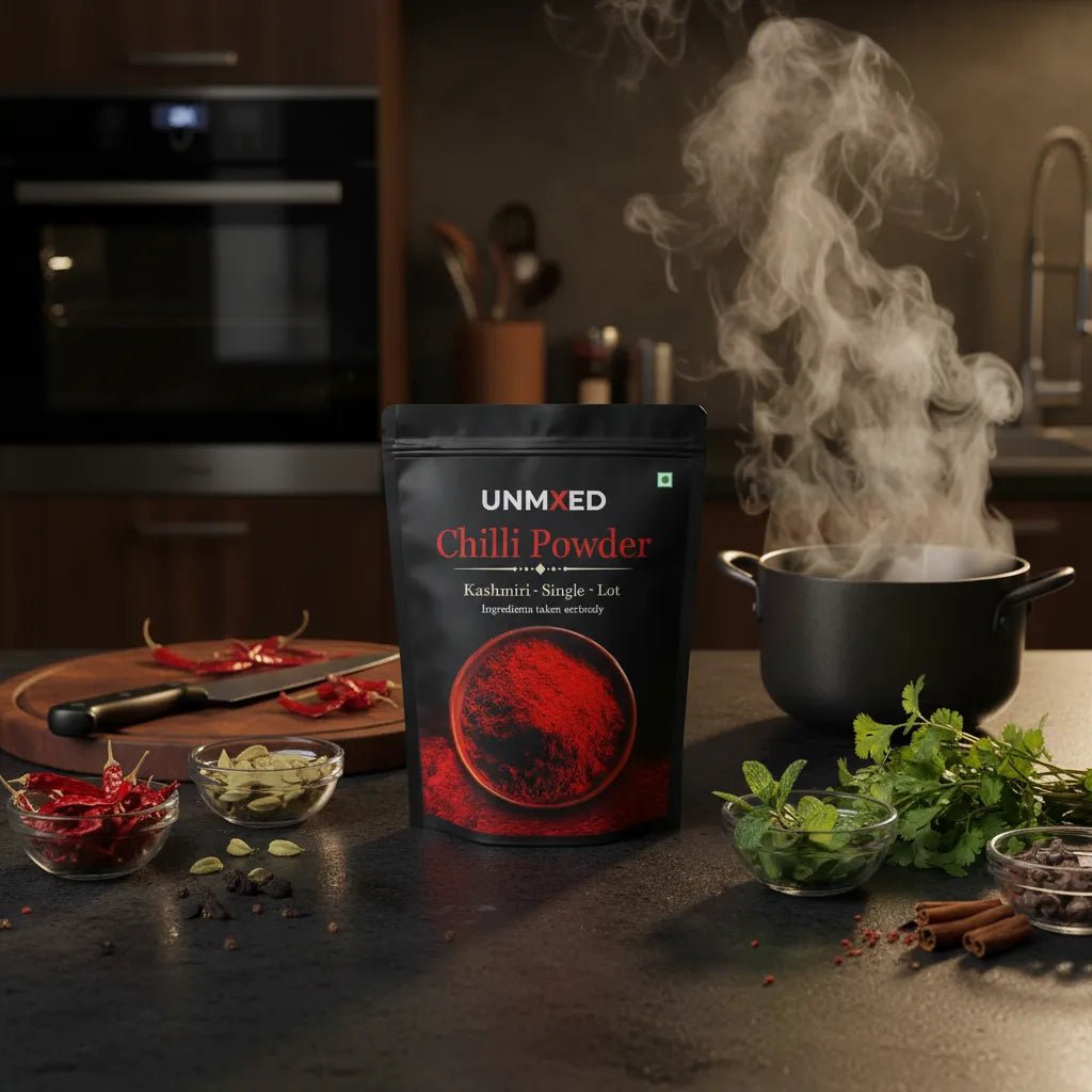 UNMIXED Kashmiri Chilli Powder – Rich Red Color, Mild Heat | No Added Dye chilli powder - pure, no artificial colour - UNMIXED